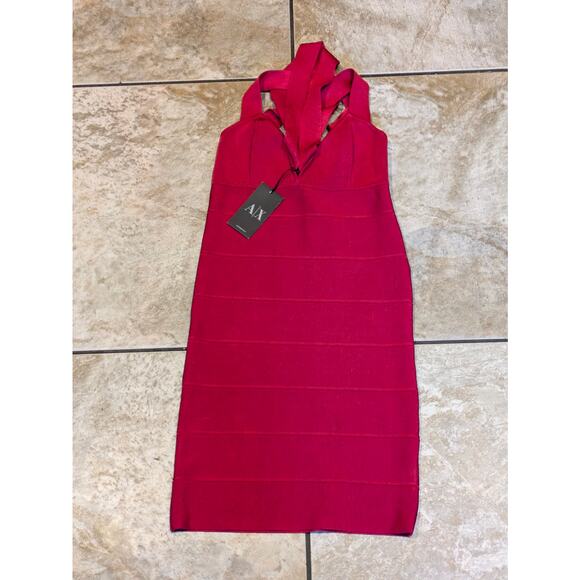 Armani Womens Sm Dress Red Bandage Certificate Authentic Cosmopolitan Strappy - Picture 9 of 16